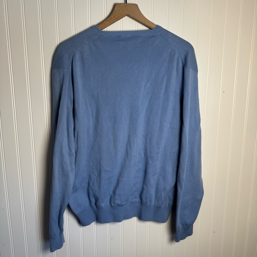 Polo by Ralph Lauren Men's Blue V-Neck Sweater 100% Pima Cotton Size Large - Picture 5 of 10
